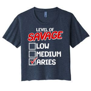 Level of SAVAGE Low Medium Aries Zodiac Birthday Women's Crop Top Tee