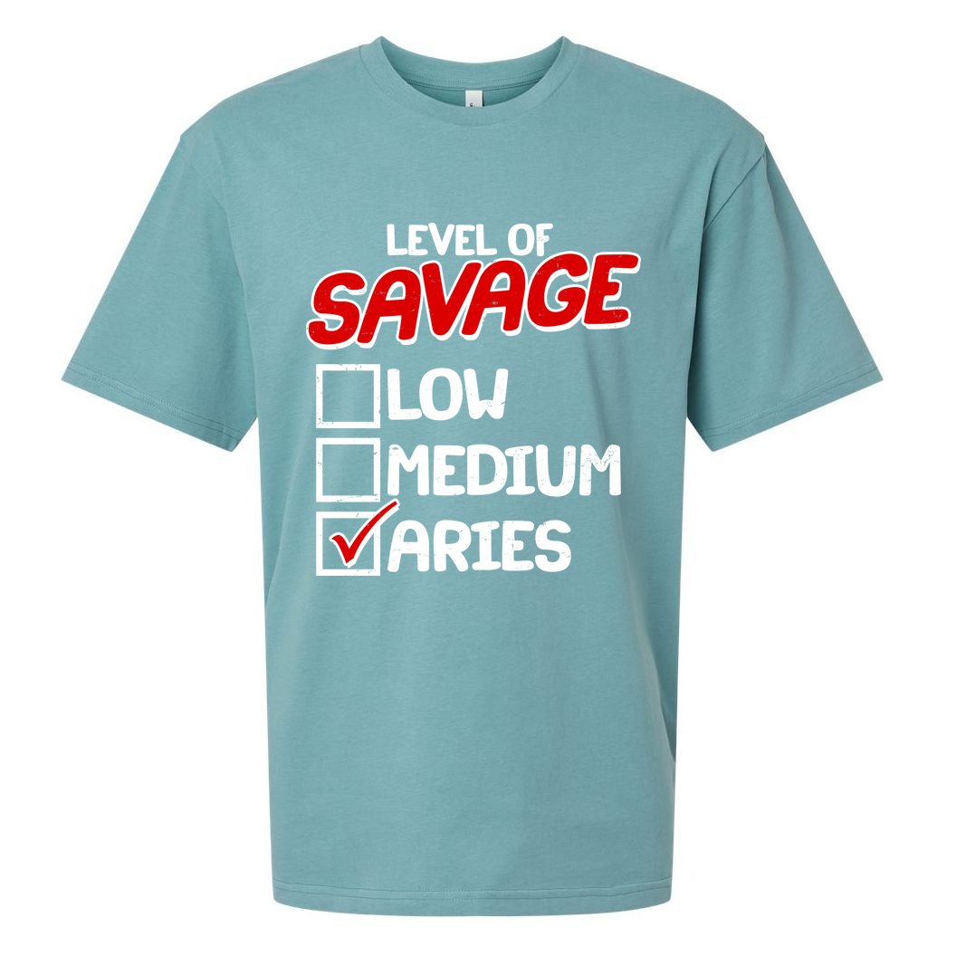Level of SAVAGE Low Medium Aries Zodiac Birthday Sueded Cloud Jersey T-Shirt