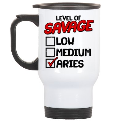 Level of SAVAGE Low Medium Aries Zodiac Birthday Stainless Steel Travel Mug