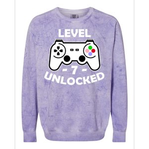 Level Seven Unlocked 7th Birthday Colorblast Crewneck Sweatshirt