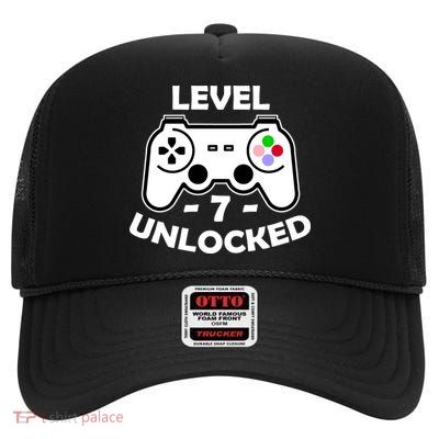 Level Seven Unlocked 7th Birthday High Crown Mesh Back Trucker Hat