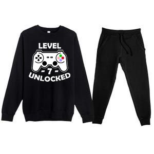 Level Seven Unlocked 7th Birthday Premium Crewneck Sweatsuit Set