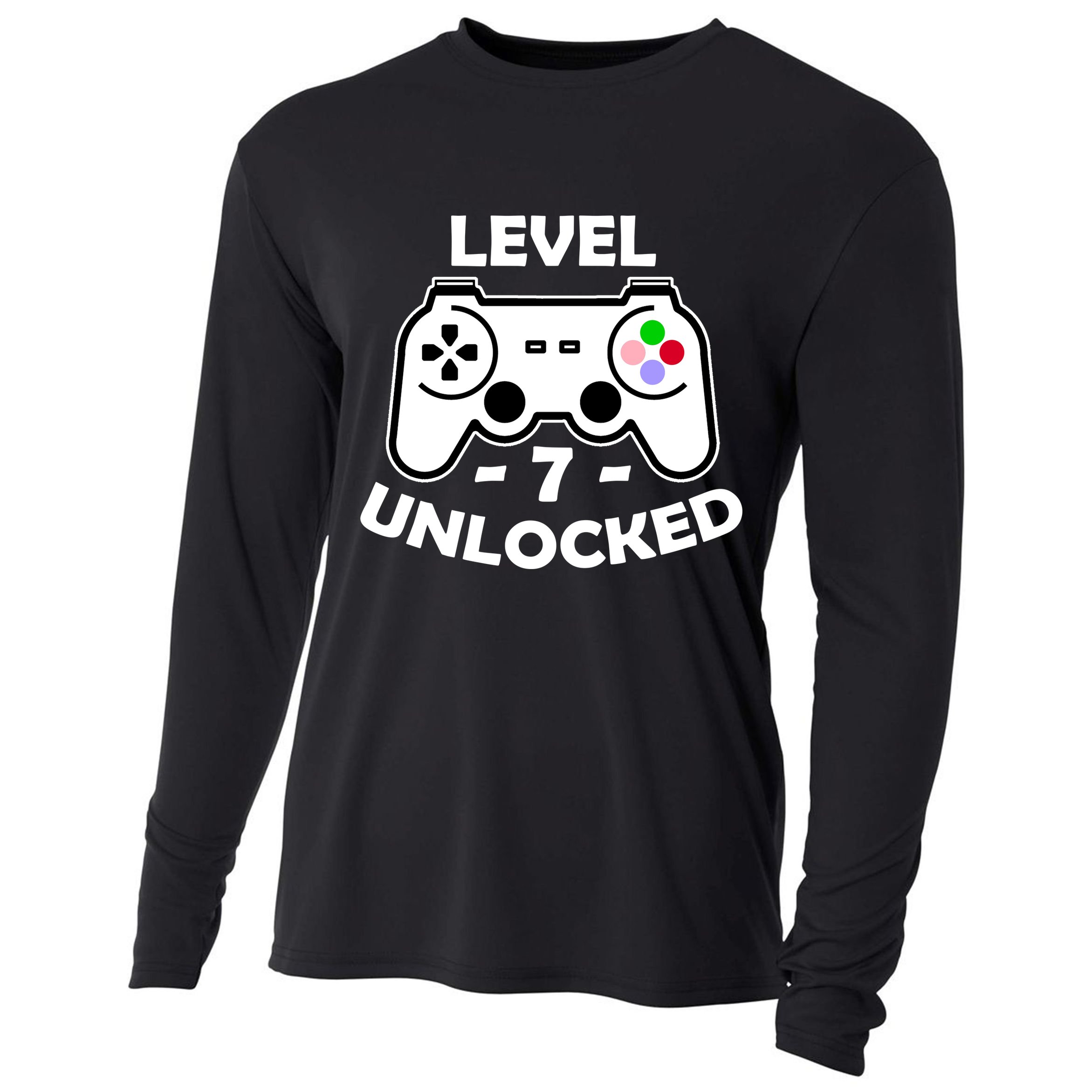 Level Seven Unlocked 7th Birthday Cooling Performance Long Sleeve Crew