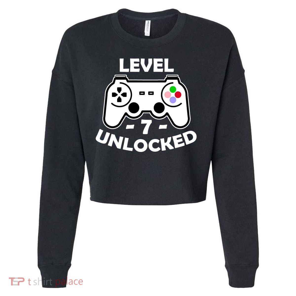 Level Seven Unlocked 7th Birthday Cropped Pullover Crew