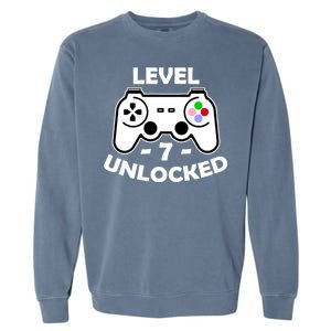 Level Seven Unlocked 7th Birthday Garment-Dyed Sweatshirt