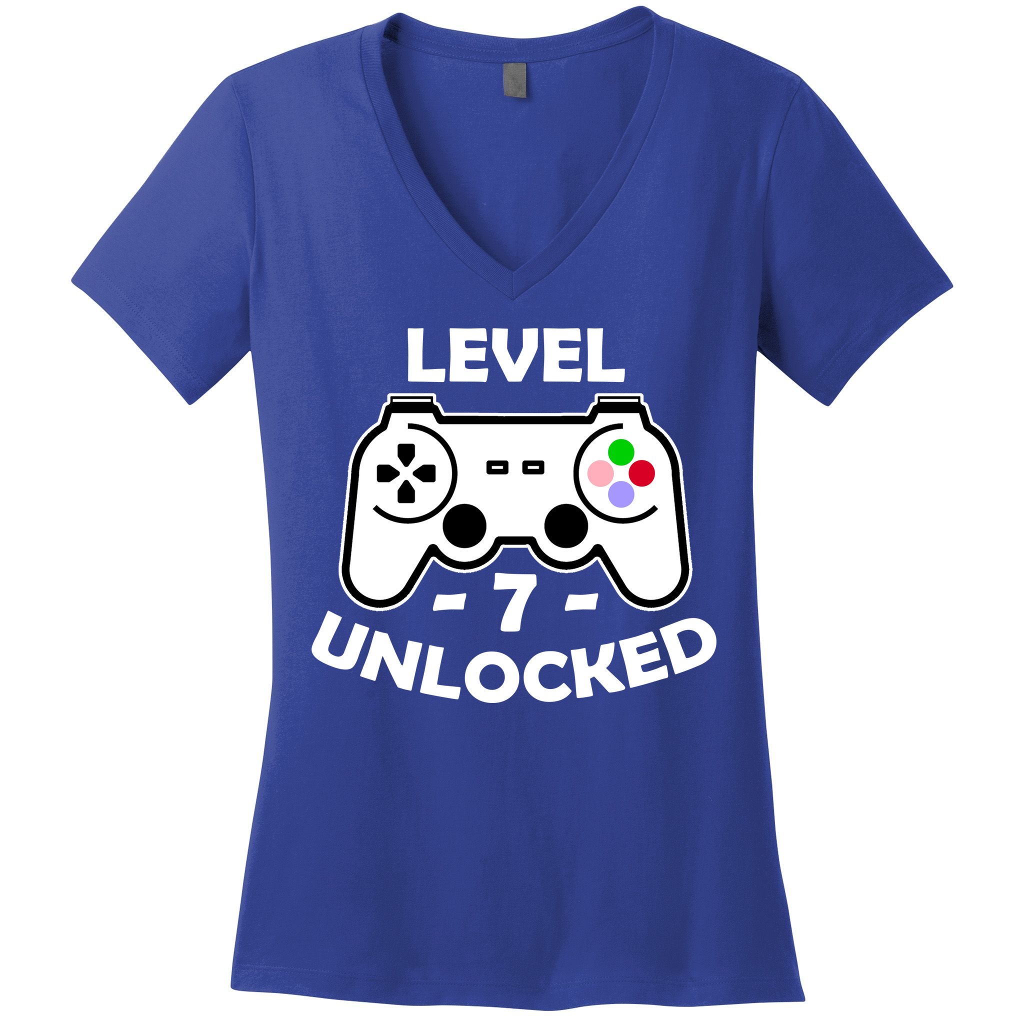 Level Seven Unlocked 7th Birthday Women's V-Neck T-Shirt