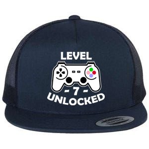 Level Seven Unlocked 7th Birthday Flat Bill Trucker Hat