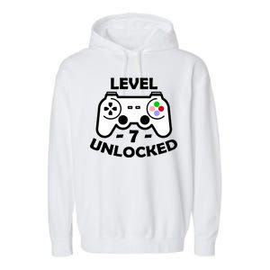 Level Seven Unlocked 7th Birthday Garment-Dyed Fleece Hoodie