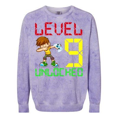 Level Up Age 9 Unlocked Colorblast Crewneck Sweatshirt