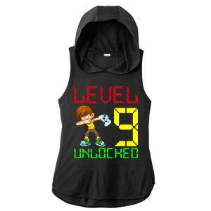 Level Up Age 9 Unlocked Ladies PosiCharge Tri-Blend Wicking Draft Hoodie Tank