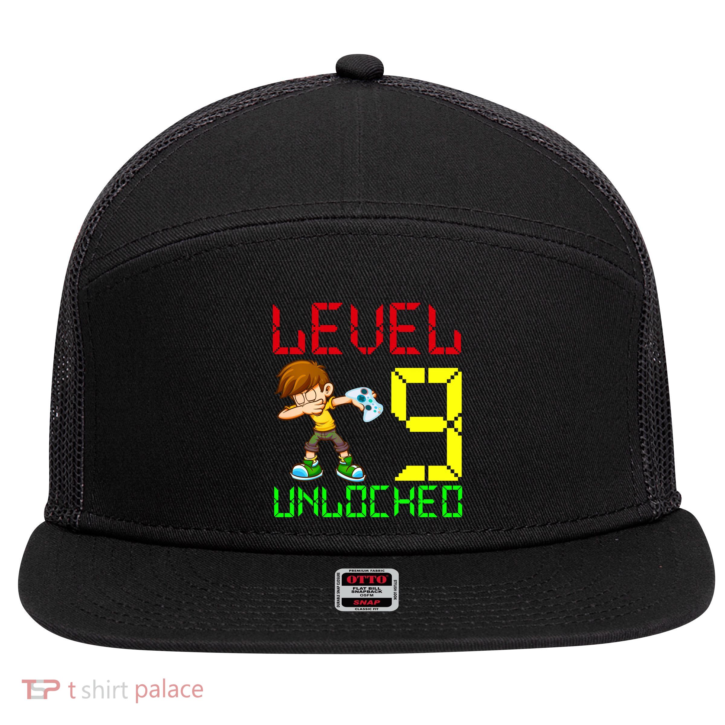 Level Up Age 9 Unlocked 7 Panel Mesh Trucker Snapback Hat