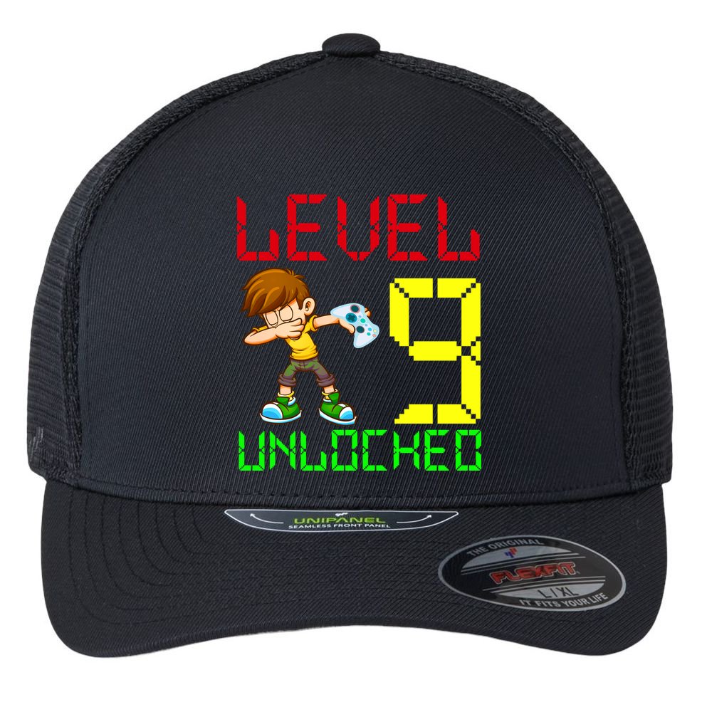 Level Up Age 9 Unlocked Flexfit Unipanel Trucker Cap