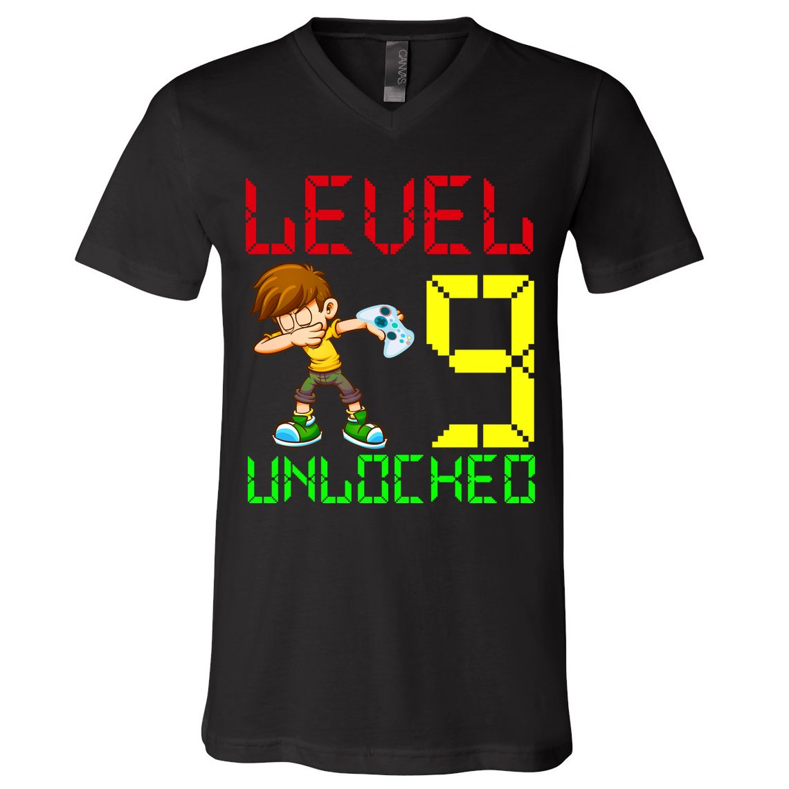 Level Up Age 9 Unlocked V-Neck T-Shirt