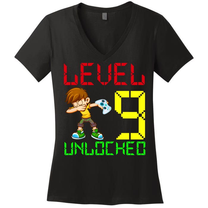 Level Up Age 9 Unlocked Women's V-Neck T-Shirt