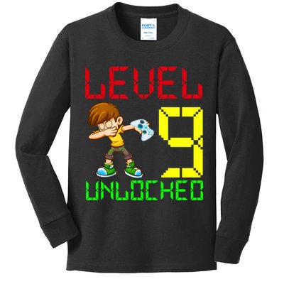 Level Up Age 9 Unlocked Kids Long Sleeve Shirt
