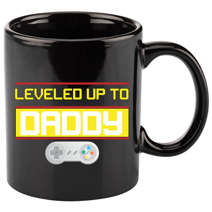 Leveled Up To Daddy Gamer 11oz C Handle Ceramic Mug