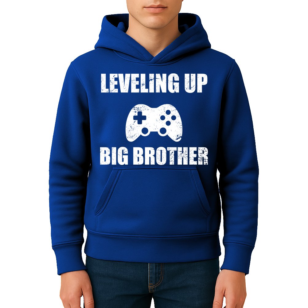 Leveling Up Big Brother Kids Hoodie