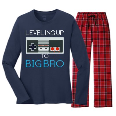 Leveling Up To Big Bro Women's Long Sleeve Flannel Pajama Set 