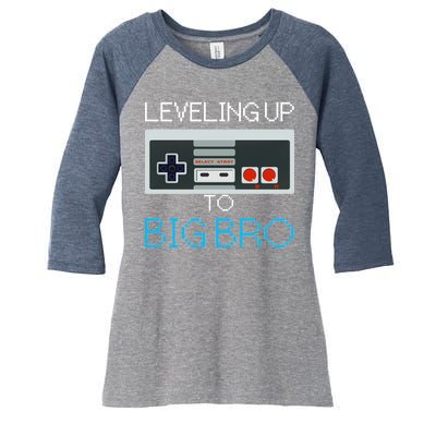 Leveling Up To Big Bro Women's Tri-Blend 3/4-Sleeve Raglan Shirt