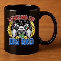 Leveling Up To Big Bro Brother Video Gaming 11oz C Handle Ceramic Mug