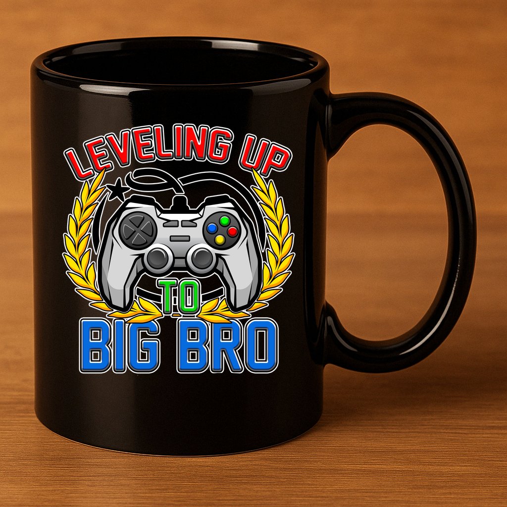 Leveling Up To Big Bro Brother Video Gaming 11oz C Handle Ceramic Mug