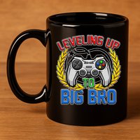 Leveling Up To Big Bro Brother Video Gaming 11oz C Handle Ceramic Mug
