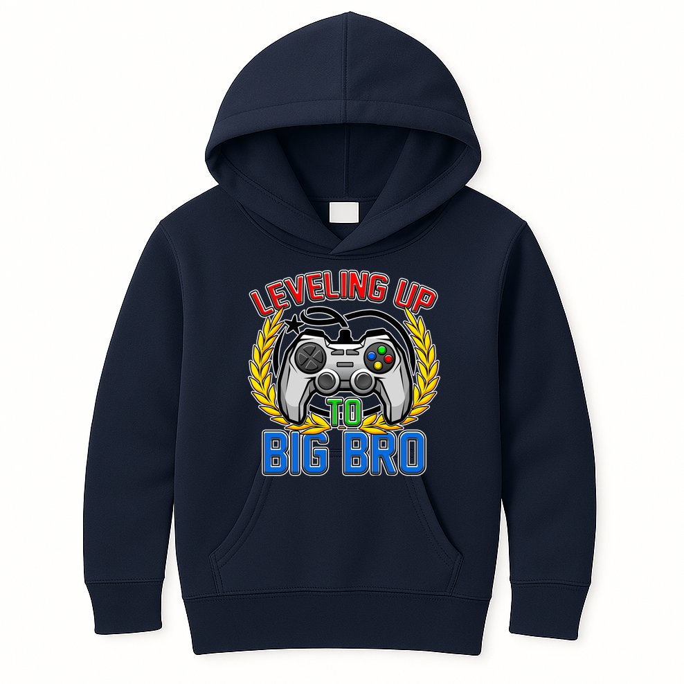 Leveling Up To Big Bro Brother Video Gaming Kids Hoodie