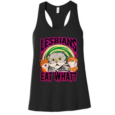 Lesbians Eat What Funny Cats Love Women's Racerback Tank