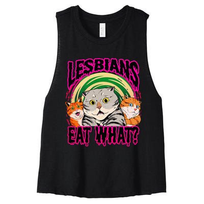 Lesbians Eat What Funny Cats Love Women's Racerback Cropped Tank