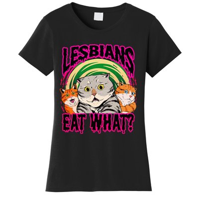 Lesbians Eat What Funny Cats Love Women's T-Shirt