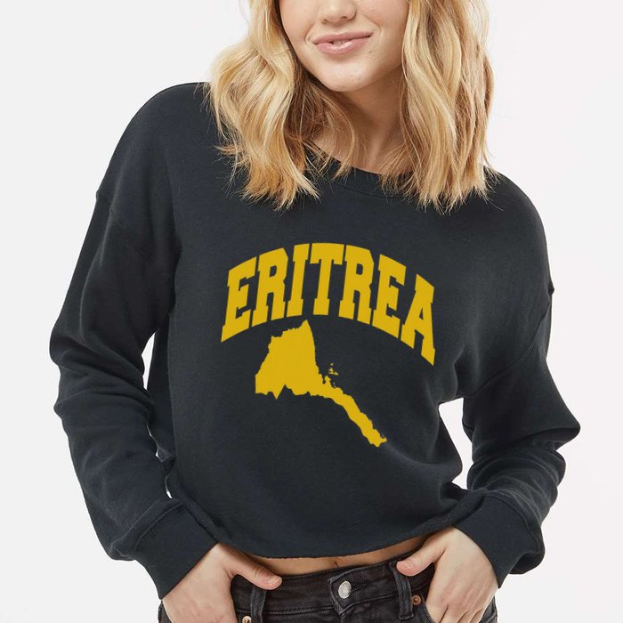 Love Eritrea With Eritrean Map Eritrea Pride Cropped Pullover Crew