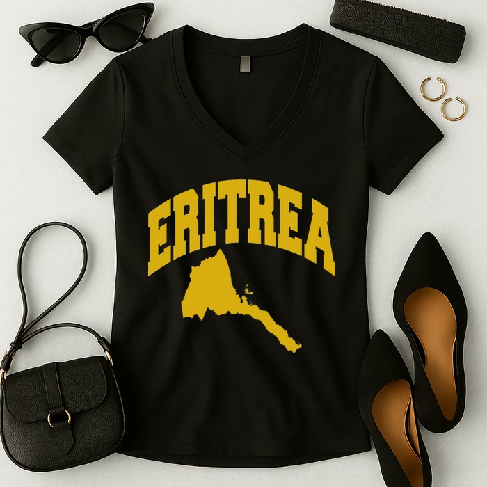 Love Eritrea With Eritrean Map Eritrea Pride Women's V-Neck T-Shirt