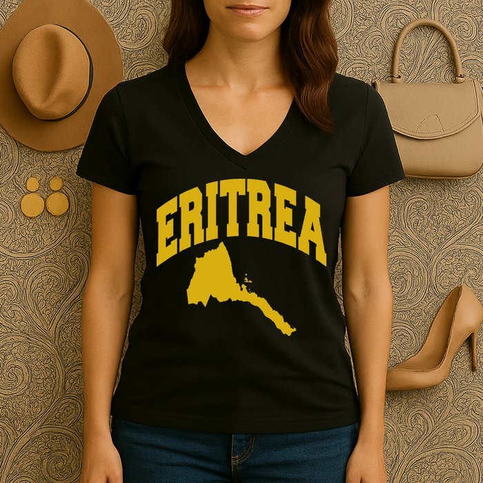 Love Eritrea With Eritrean Map Eritrea Pride Women's V-Neck T-Shirt