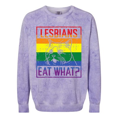 Lesbians Eat What Cat Funny Humor Pun Lgbtq Pride Flag Colorblast Crewneck Sweatshirt