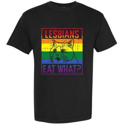 Lesbians Eat What Cat Funny Humor Pun Lgbtq Pride Flag Garment-Dyed Heavyweight T-Shirt