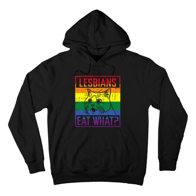 Lesbians Eat What Cat Funny Humor Pun Lgbtq Pride Flag Hoodie