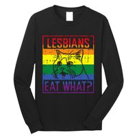 Lesbians Eat What Cat Funny Humor Pun Lgbtq Pride Flag Long Sleeve Shirt