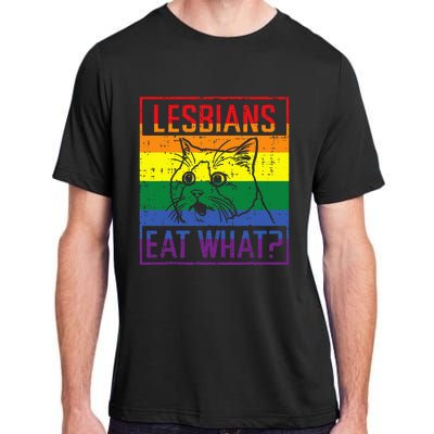 Lesbians Eat What Cat Funny Humor Pun Lgbtq Pride Flag Adult ChromaSoft Performance T-Shirt