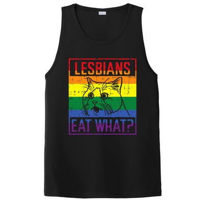 Lesbians Eat What Cat Funny Humor Pun Lgbtq Pride Flag PosiCharge Competitor Tank