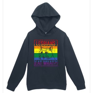 Lesbians Eat What Cat Funny Humor Pun Lgbtq Pride Flag Urban Pullover Hoodie