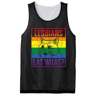 Lesbians Eat What Cat Funny Humor Pun LGBTQ Pride Flag Women Mesh Reversible Basketball Jersey Tank