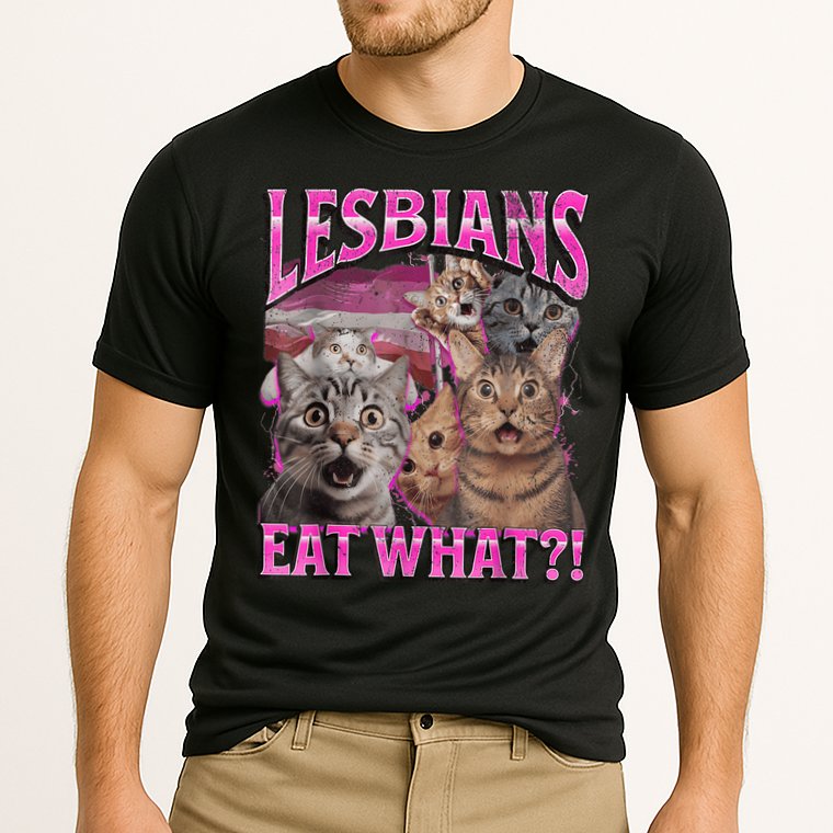 Lesbians Eat What?! Funny Cat Pride Lgbtq Pun Cooling Performance Crew T-Shirt