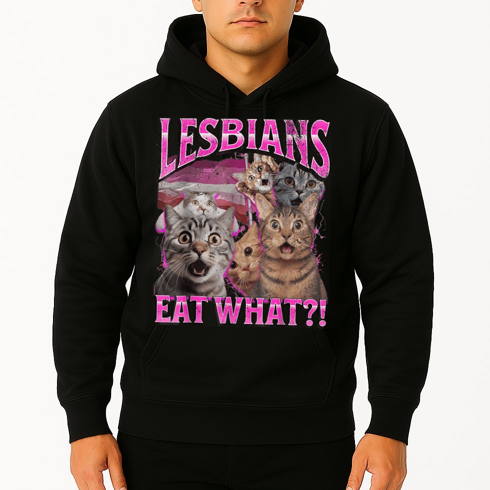 Lesbians Eat What?! Funny Cat Pride Lgbtq Pun Hoodie
