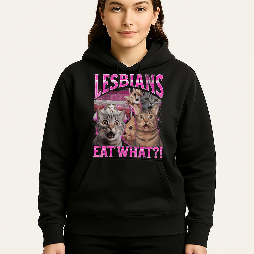 Lesbians Eat What?! Funny Cat Pride Lgbtq Pun Hoodie