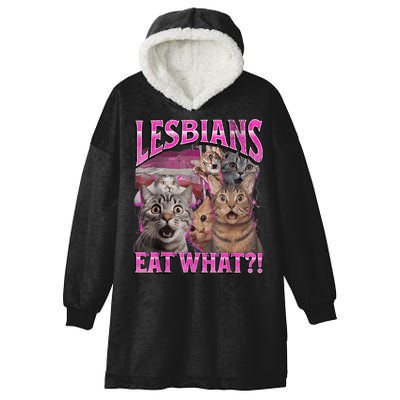 Lesbians Eat What?! Funny Cat Pride Lgbtq Pun Hooded Wearable Blanket