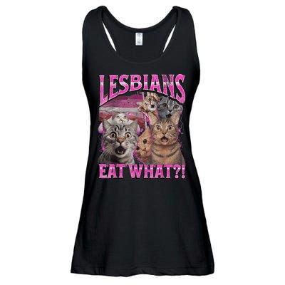 Lesbians Eat What?! Funny Cat Pride Lgbtq Pun Ladies Essential Flowy Tank
