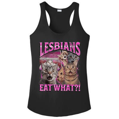 Lesbians Eat What?! Funny Cat Pride Lgbtq Pun Ladies PosiCharge Competitor Racerback Tank