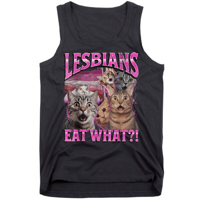 Lesbians Eat What?! Funny Cat Pride Lgbtq Pun Tank Top
