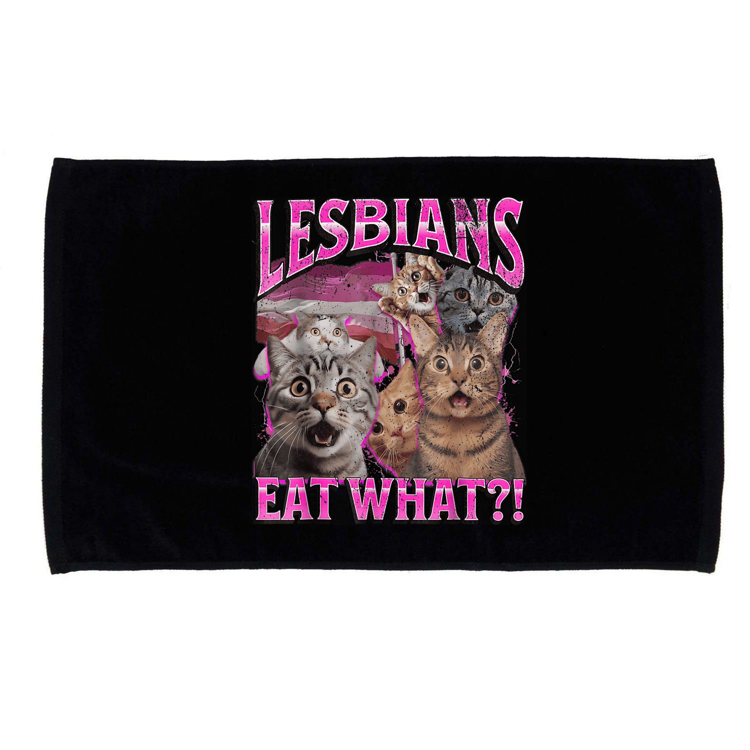 Lesbians Eat What?! Funny Cat Pride Lgbtq Pun Microfiber Hand Towel