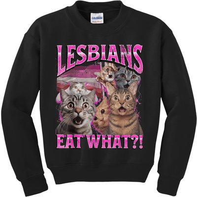 Lesbians Eat What?! Funny Cat Pride Lgbtq Pun Kids Sweatshirt